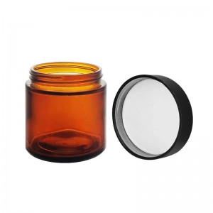 8OZ/240ml Amber Glass Jar with Smooth Childproof Lid