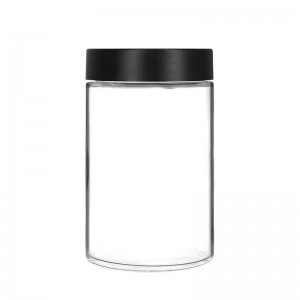 16 oz Clear Straight Sided Glass Cannabis Jar with CR Cap