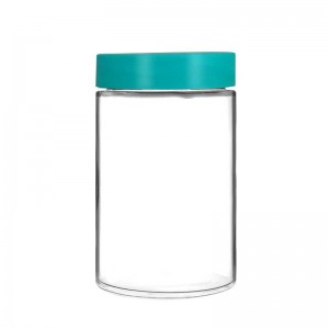 16 oz Clear Straight Sided Glass Cannabis Jar with CR Cap