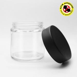 8 oz Cannabis Glass Container with Black CR Cap