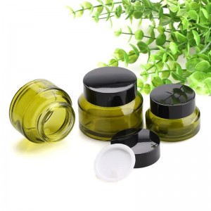 15g/30g/50g Olive Green Glass Cosmetic Container for Skincare