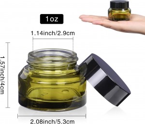 15g/30g/50g Olive Green Glass Cosmetic Container for Skincare