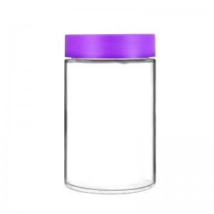 16 oz Clear Straight Sided Glass Cannabis Jar with CR Cap