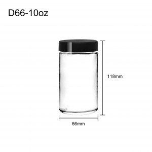 10 oz Airtight Cannabis Glass Container with Black CR Cap