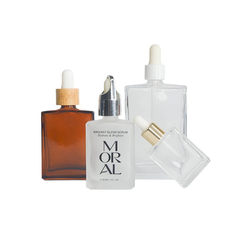 30ml Flat Square Essential Oil Glass Bottle with Dropper