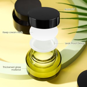 15g/30g/50g Olive Green Glass Cosmetic Container for Skincare