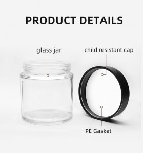 8 oz Cannabis Glass Container with Black CR Cap