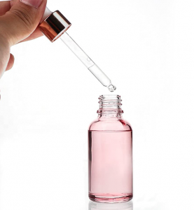 15ml Pink Glass Round Bottles with White Glass Dropper