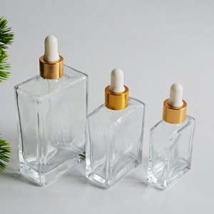 30ml Flat Square Essential Oil Glass Bottle with Dropper