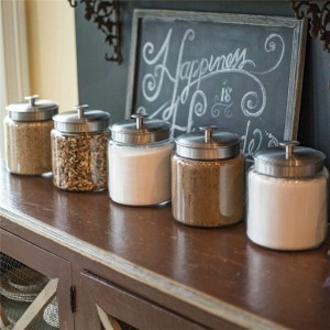 2 gallon Glass flour Jars with Fresh Sealed Brushed Metal Lids