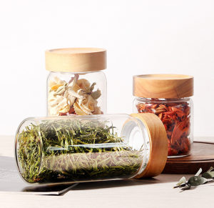 Kitchen Airtight 350ml 600ml Glass Storage Jar Canister with Bamboo Lid