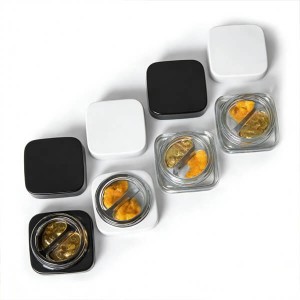 7g Dab Cube Split Glass Conentrate Jar with Black Children Resistant Lid