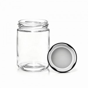 12OZ Airtight round wide mouth glass jar for jam and honey with lug lid