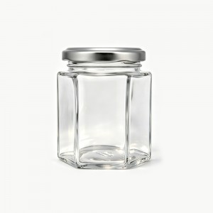 9oz Hexagonal Glass Honey Canning Jar with Lug Lid