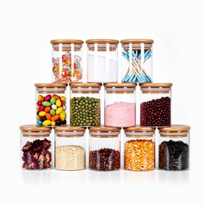 Small 6OZ Glass Spice Jar with Bamboo Lid – Airtight Food Storage Container for Herbs & Kitchen Use