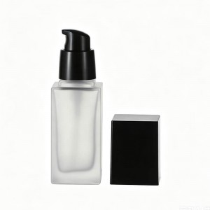 15ml-100ml Thick Bottom Frosted Square Glass Foundation Bottle with Pump | Luxury Matte Glass Cosmetic Packaging for Makeup & Skincare Brands