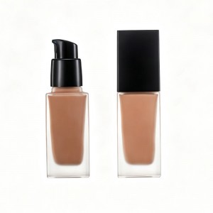 15ml-100ml Thick Bottom Frosted Square Glass Foundation Bottle with Pump | Luxury Matte Glass Cosmetic Packaging for Makeup & Skincare Brands