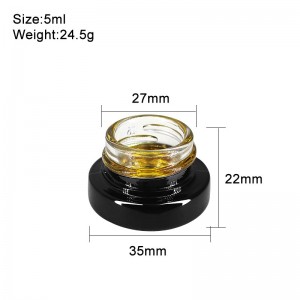 1Gram UV Coating Black Glass Concentrate Jar with CR Lid