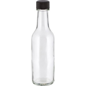 5oz  Glass Hot Sauce Woozy Bottle With Black Ribbed Lid