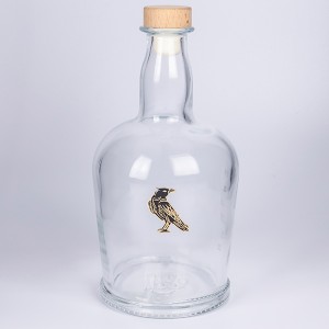 750ml Glass Rum Bottle with Wooden- Cork