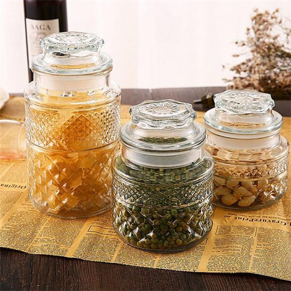Top Quality Kitchen Glass Storage Jar - Vintage Diamond Glass Sweet Jar – Menbank