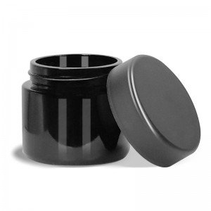 2OZ Black Glass Jar with CR Lid for Cannabis Flower
