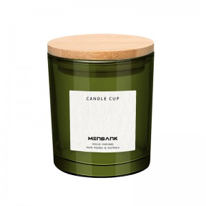 10OZ Thick Green Glass Candle Jar with Bamboo Lid