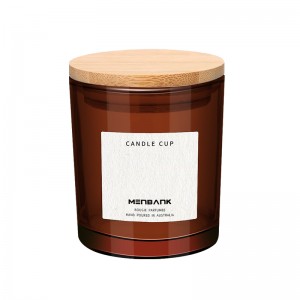 10OZ Thick Amber Glass Candle Jar with Bamboo Lid