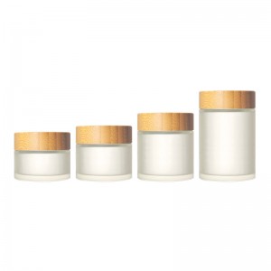 2OZ Round Frost Straight Sided Glass Jar with Child Resistant Bamboo Lid