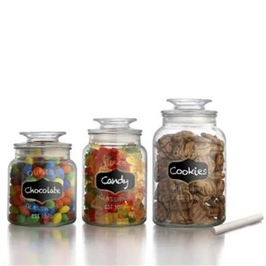 2 gallon Glass flour Jars with Fresh Sealed Brushed Metal Lids